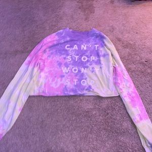 long sleeve tie dye crop shirt